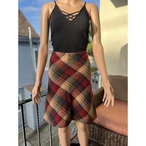 Hailee A-Line Above The Knee Plaid Skirt Red/Black/Cream Size: 32x22
